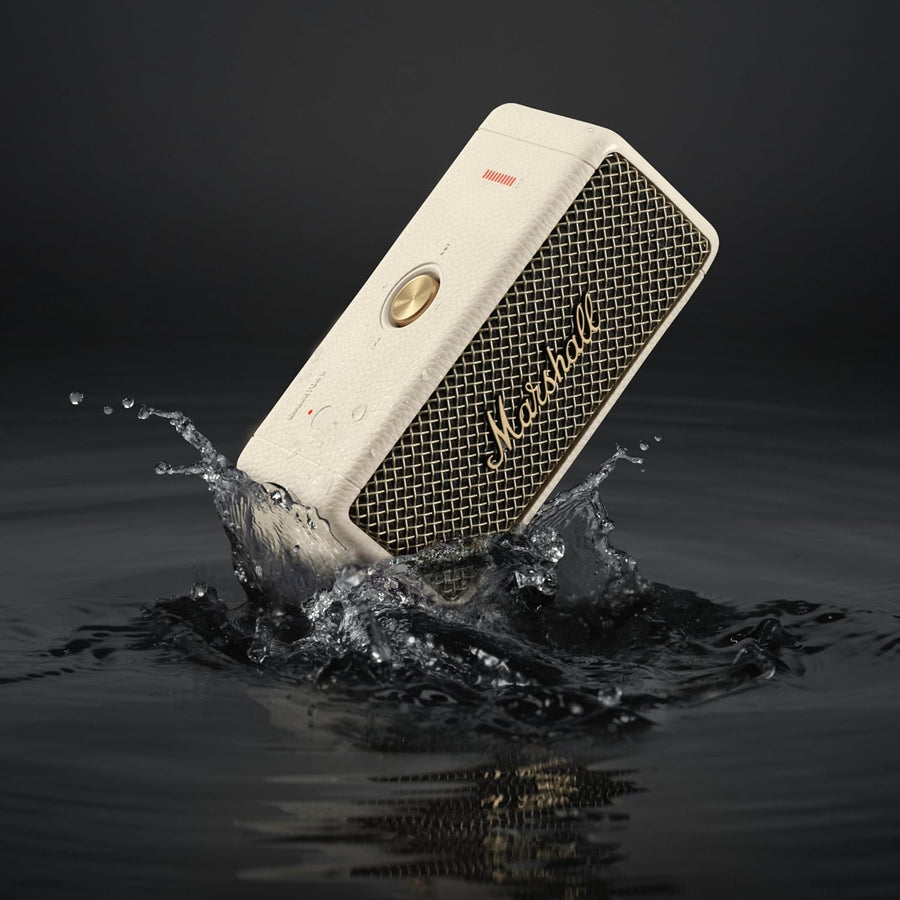 Marshall Emberton II Compact Portable Bluetooth Speaker, 30+ Hours Playtime, 360° Sound, Dust & Waterproof IP67 – Cream