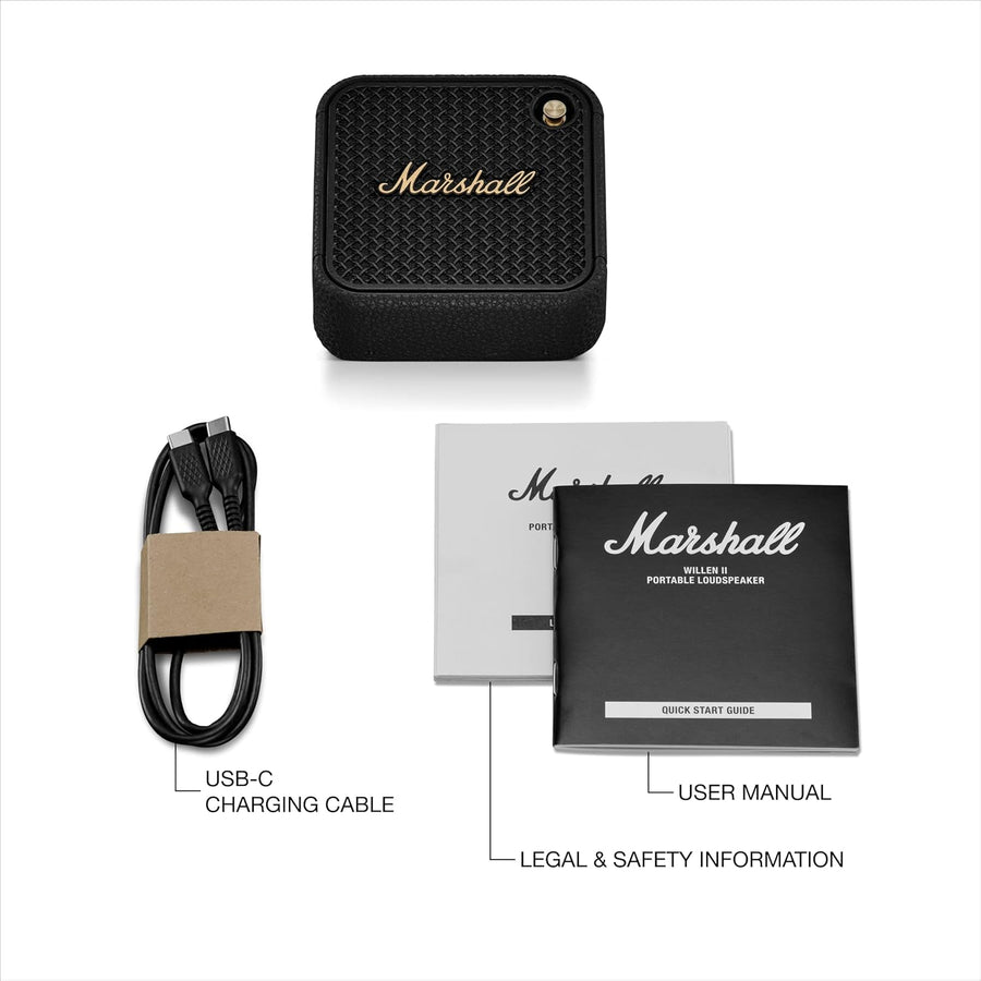 Marshall Willen II Portable Bluetooth Speaker, 17+ Hours Playtime, Dust & Waterproof IP67 – Black & Brass