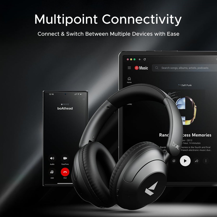 Boat Rockerz 650 Pro Bluetooth Over Ear Headphones with Mic (Iris Black)