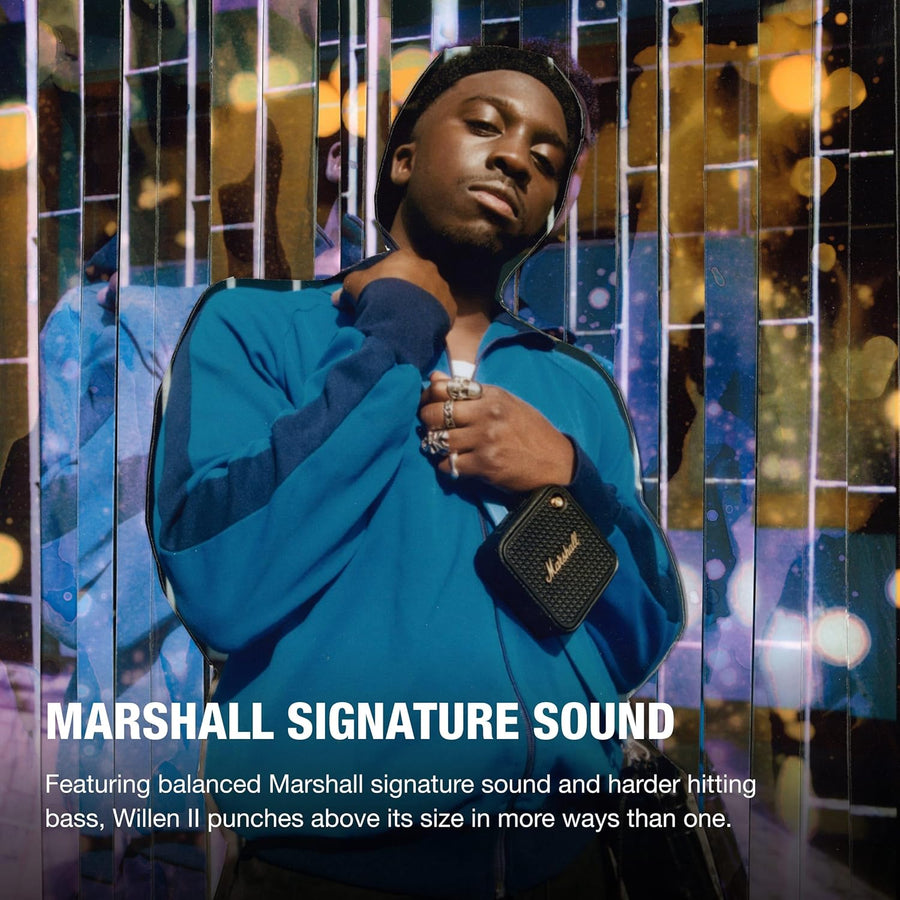 Marshall Willen II Portable Bluetooth Speaker, 17+ Hours Playtime, Dust & Waterproof IP67 – Black & Brass