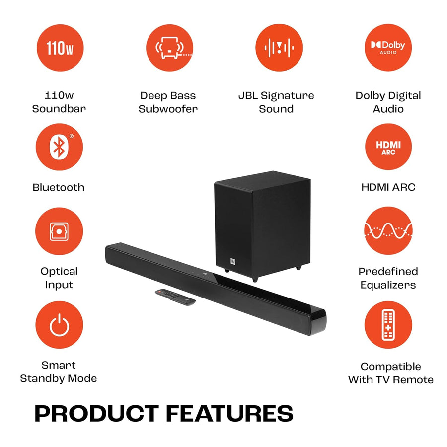 JBL Cinema SB241, Dolby Digital Soundbar with Wired Subwoofer