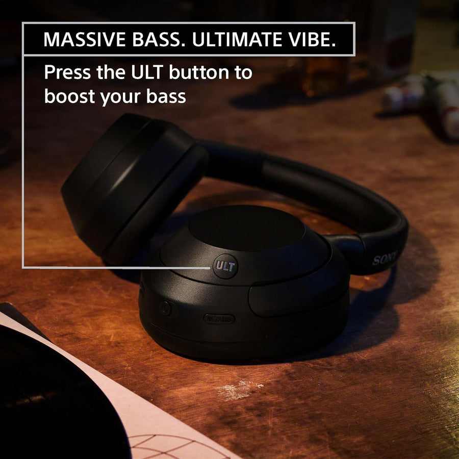 Sony ULT Wear WH-ULT900N Noise Cancelling Wireless Bluetooth Over-Ear Headphones, Massive Bass, 50Hrs Battery – Black