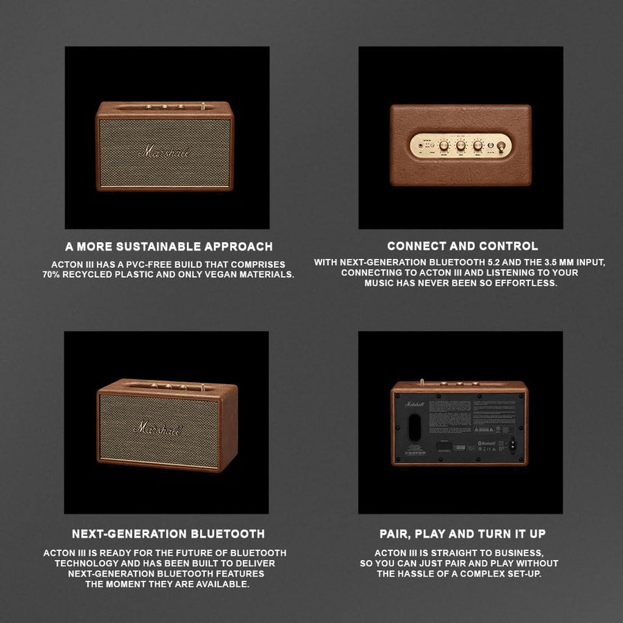 Marshall Acton III 60 W Bluetooth Powered Home Speaker (Brown)