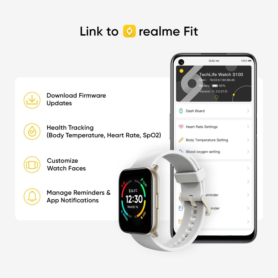 Realme TechLife Watch S100 (Light Grey)