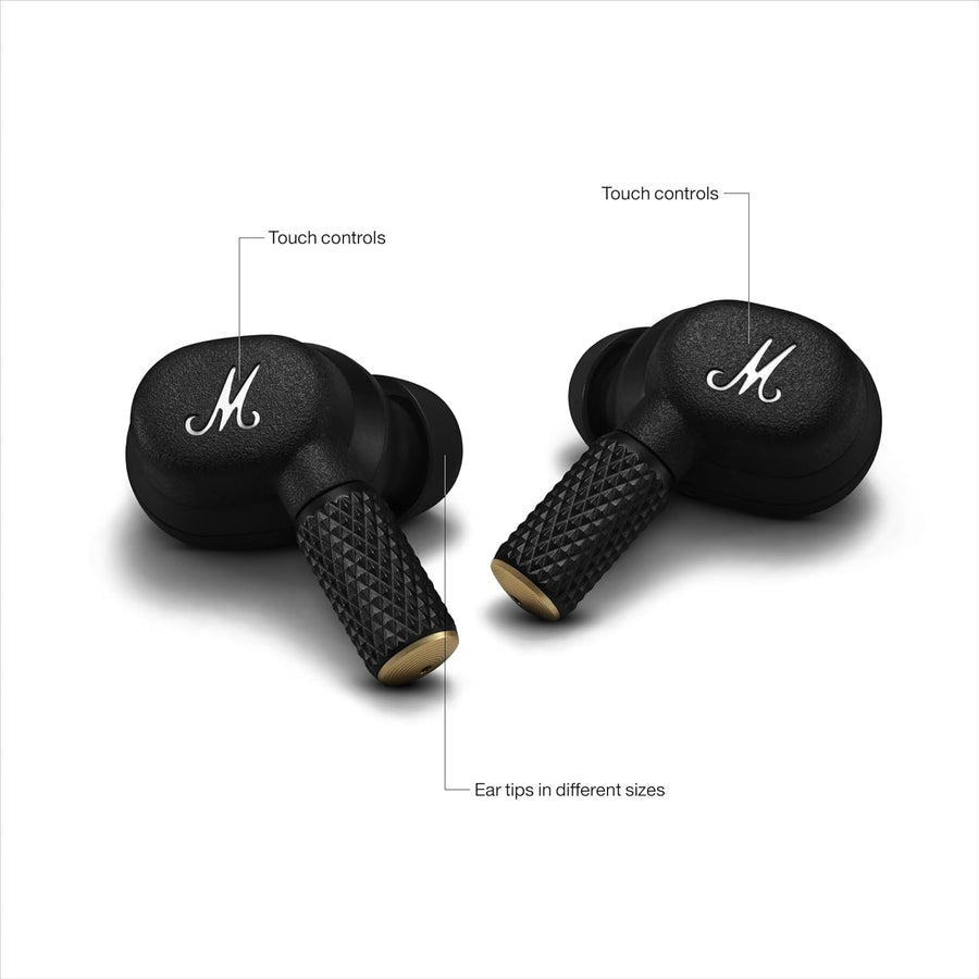 Marshall Motif II ANC True Wireless Noise Cancelling Bluetooth Earbuds, 30 Hours Playtime – Black