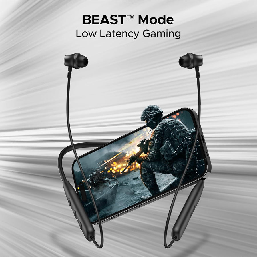 Boat Rockerz 111, Bluetooth Neckband, in Ear Wireless with Mic Earphones (Active Black)