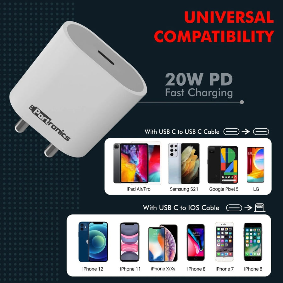 Portronics Adapto 20 20W Type-C charger (White)