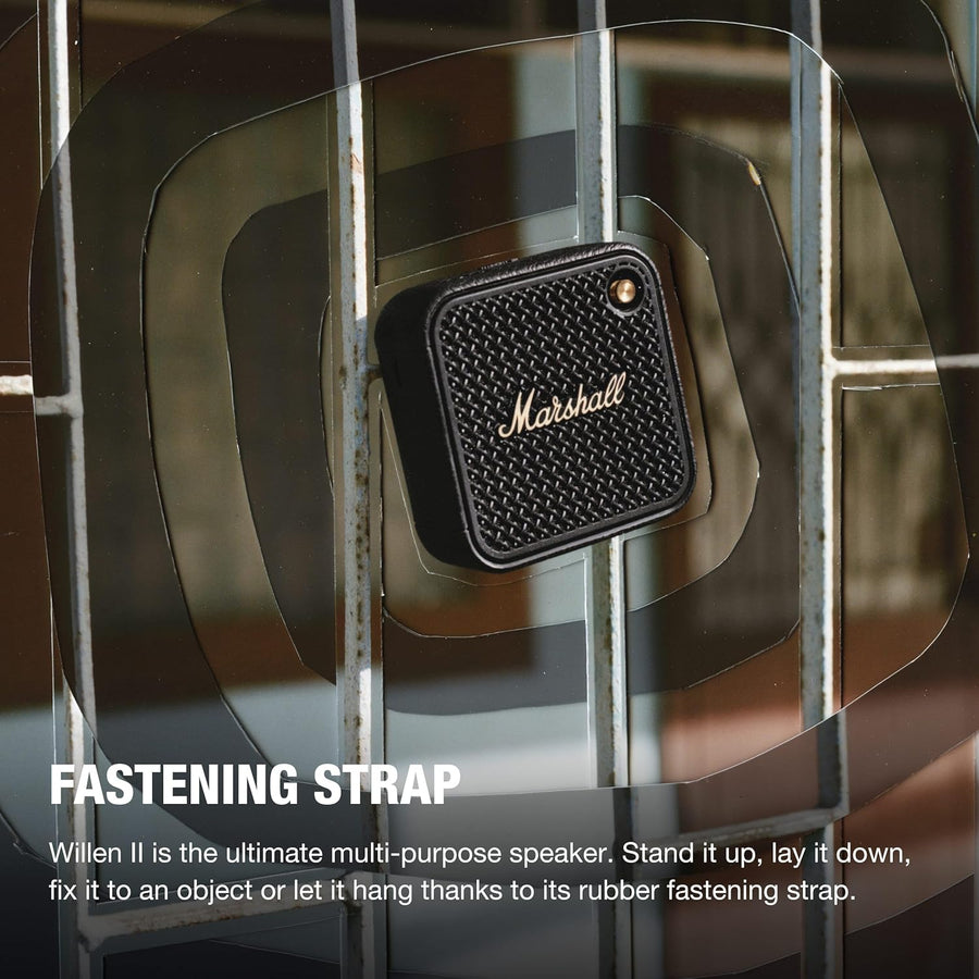 Marshall Willen II Portable Bluetooth Speaker, 17+ Hours Playtime, Dust & Waterproof IP67 – Black & Brass