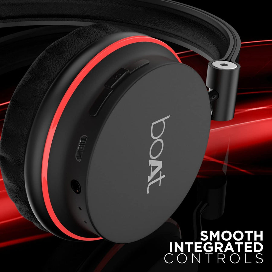 Boat Rockerz 410 Wireless Bluetooth On Ear Headphones with Mic,(Black/Red)