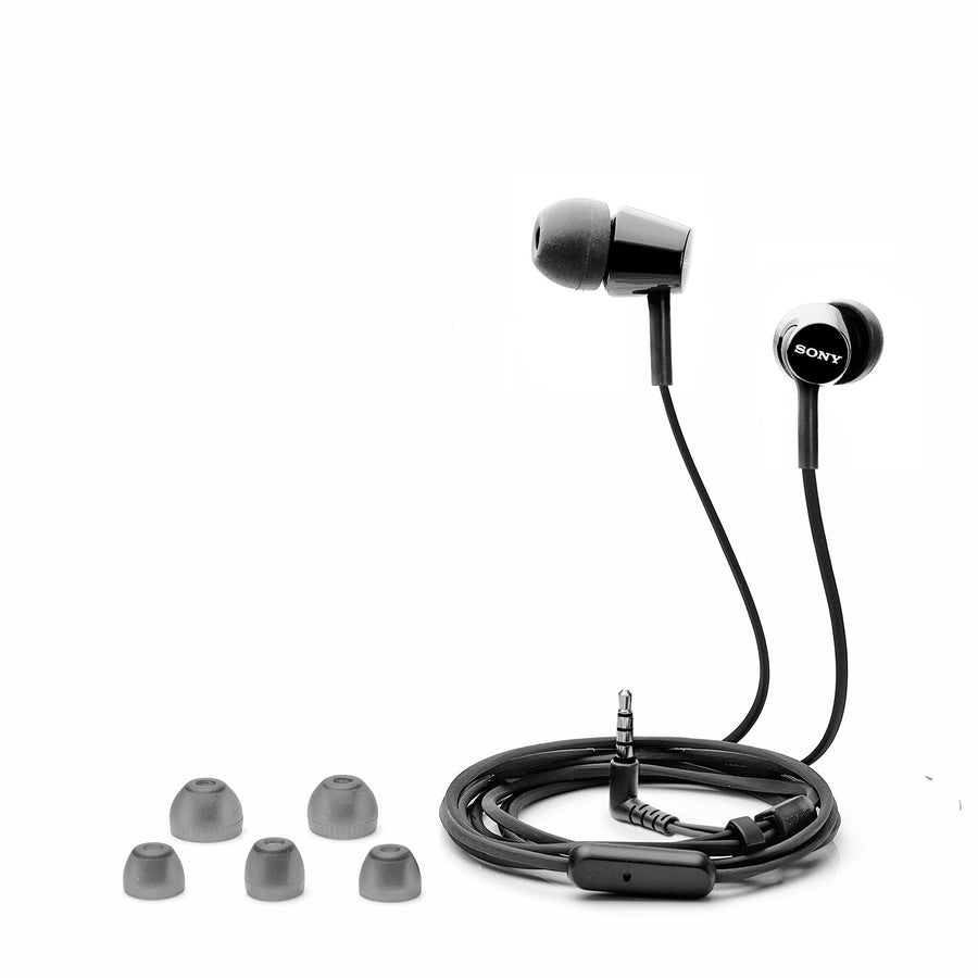 Sony MDR-EX155AP Wired in-Ear Headphones, Tangle Free Cable, 3.5mm Jack, Headset Mic, 1 Year Warranty – Black