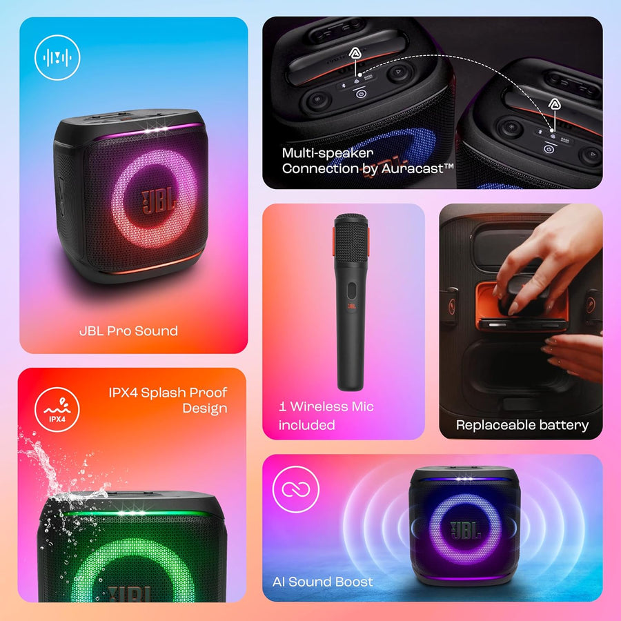 JBL Partybox Encore 2 with Mic, Wireless Bluetooth Party Speaker, (Black)