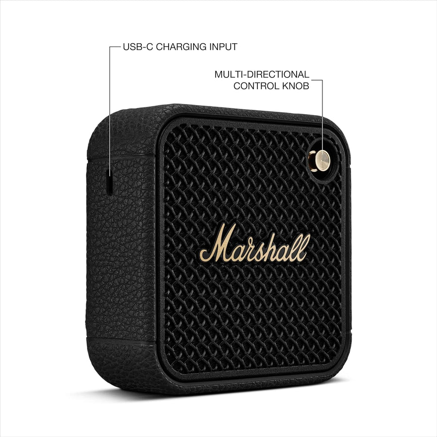 Marshall Willen II Portable Bluetooth Speaker, 17+ Hours Playtime, Dust & Waterproof IP67 – Black & Brass