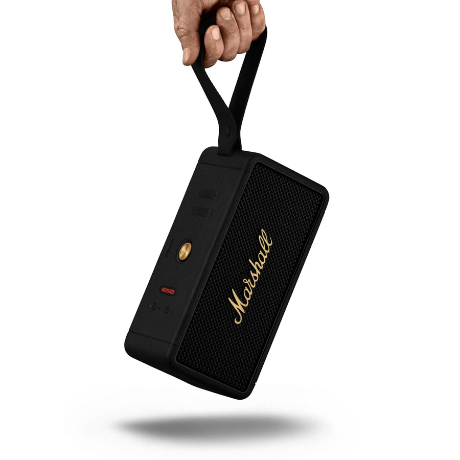Marshall Middleton Portable Bluetooth Speaker, 20+ Hours Playtime, 360° Sound, Dust & Waterproof IP67 – Black & Brass