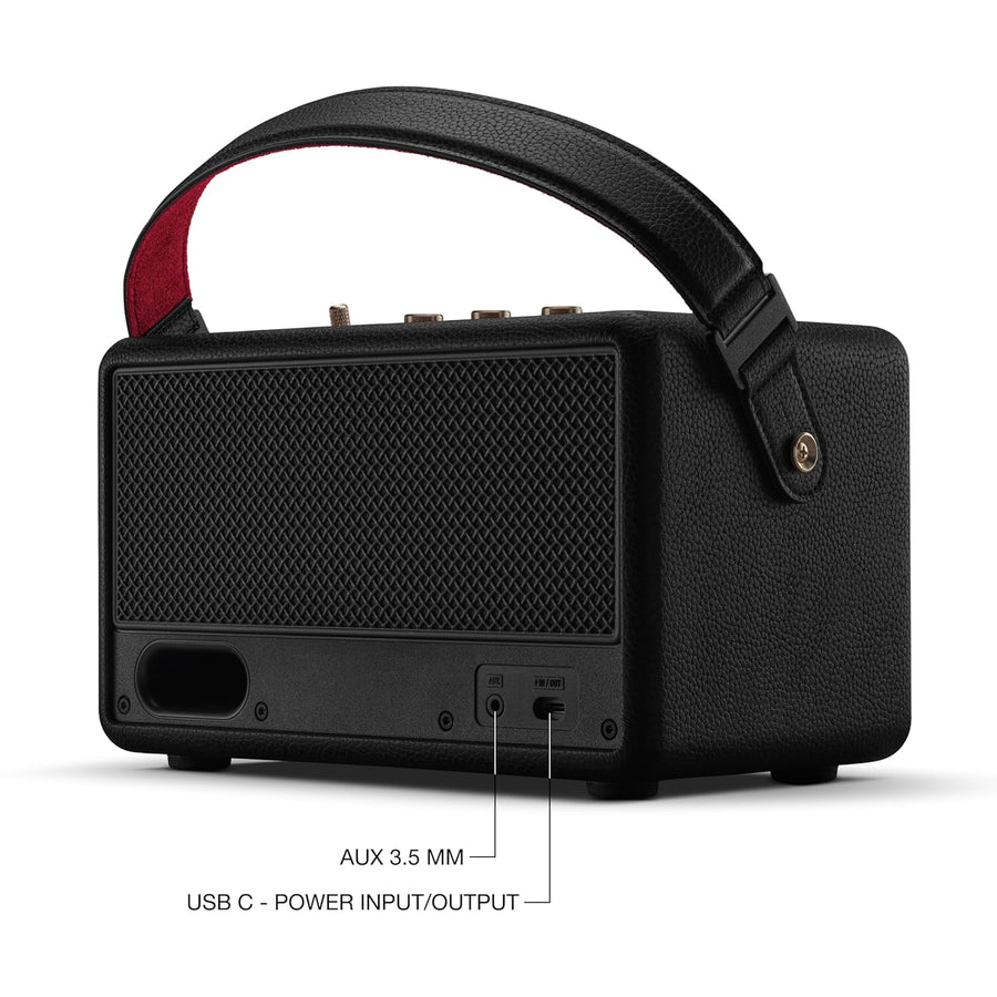 Marshall Kilburn III Portable Bluetooth Speaker, 50+ Hours Playtime, 360° Sound, Dust & Water-Resistant IP54 – Black & Brass