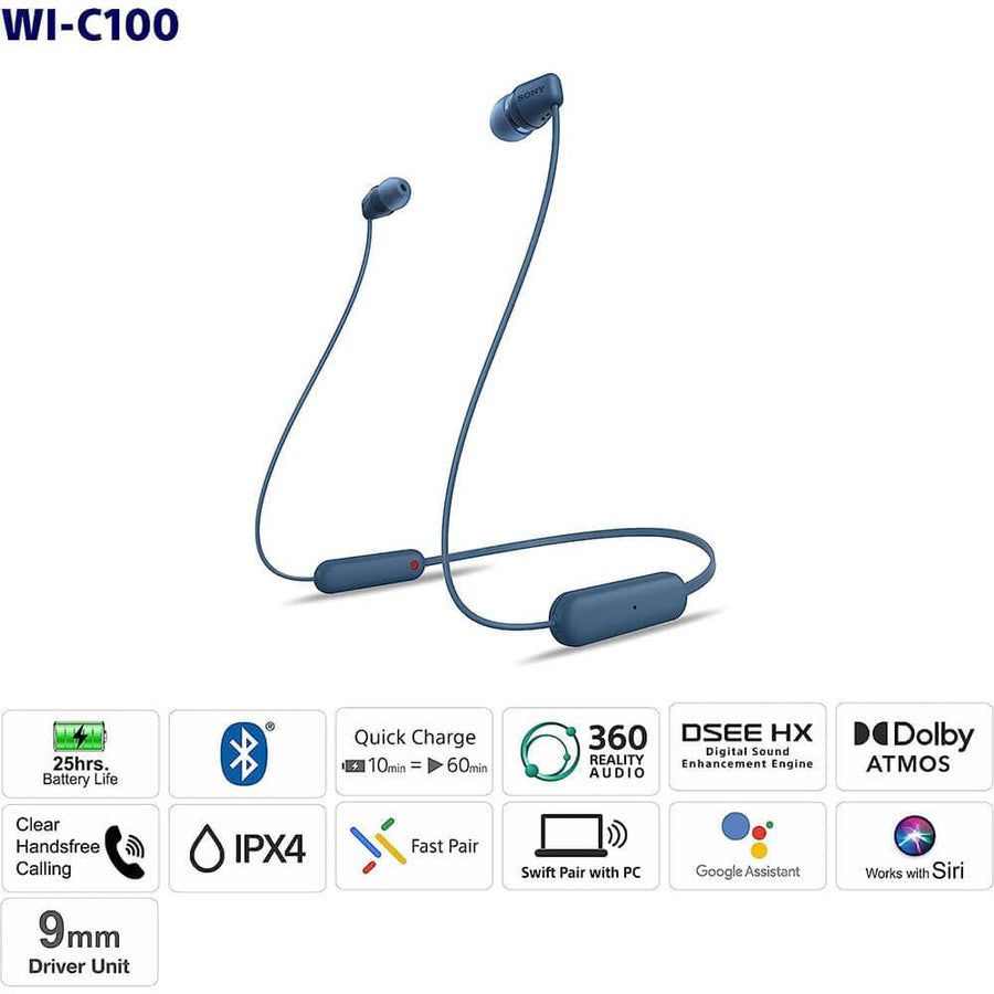 Sony WI-C100 Wireless Headphones (Black)