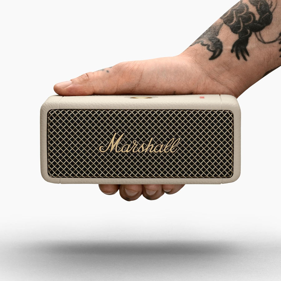 Marshall Emberton II Compact Portable Bluetooth Speaker, 30+ Hours Playtime, 360° Sound, Dust & Waterproof IP67 – Cream