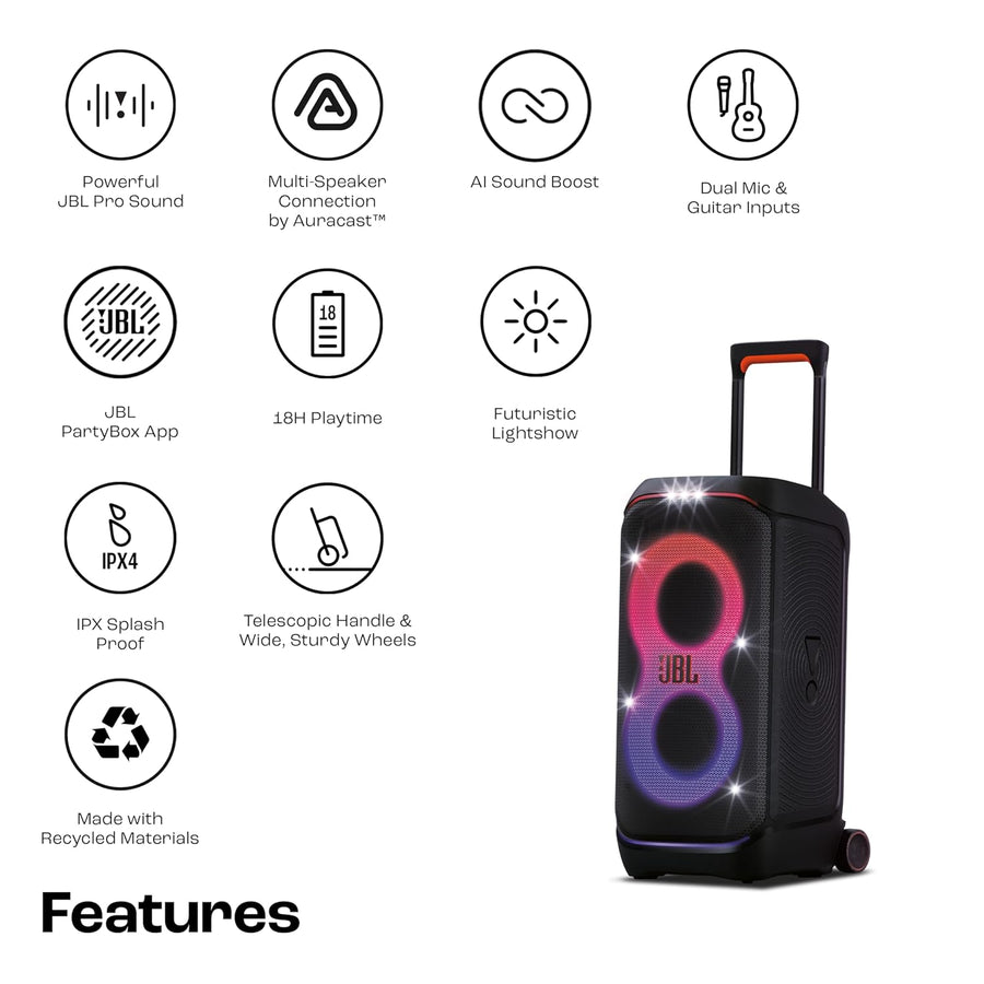JBL Partybox 320, Portable Bluetooth Speaker, (Black)