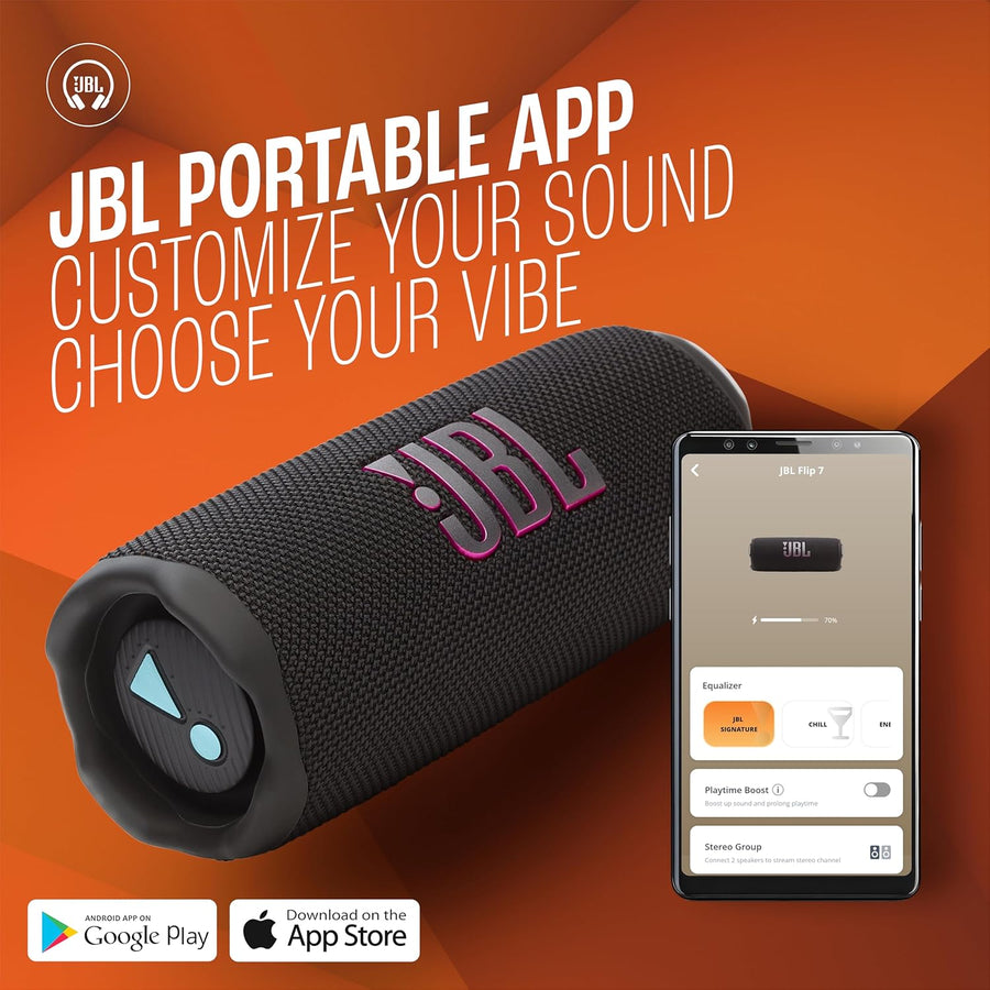 JBL Flip 7 Wireless Portable Bluetooth Speaker, (Black)